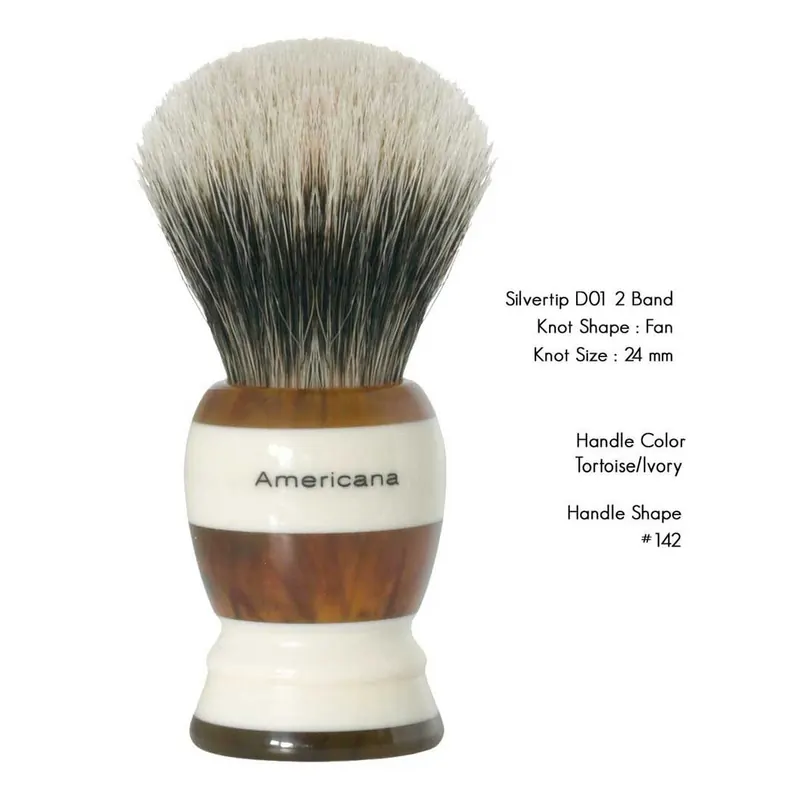 Shavemac Shaving Brush Silvertip D01 2-Band Fan Shape 48mm Americana