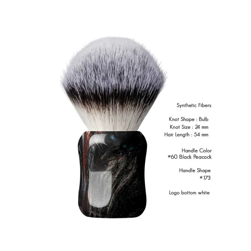 Shavemac Synthetic Shaving Brush 24mm/54mm Handle 173 Black Peacock
