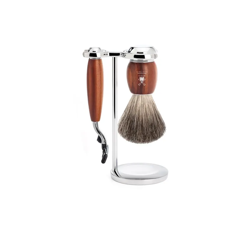 Shaving Set Mühle Badger Shaving Brush & Razor Mach 3 in Plum Wood