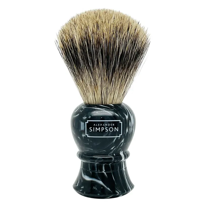 Simpson pennello da barba pure badger da viaggio Islington Faux Ebony Marble L