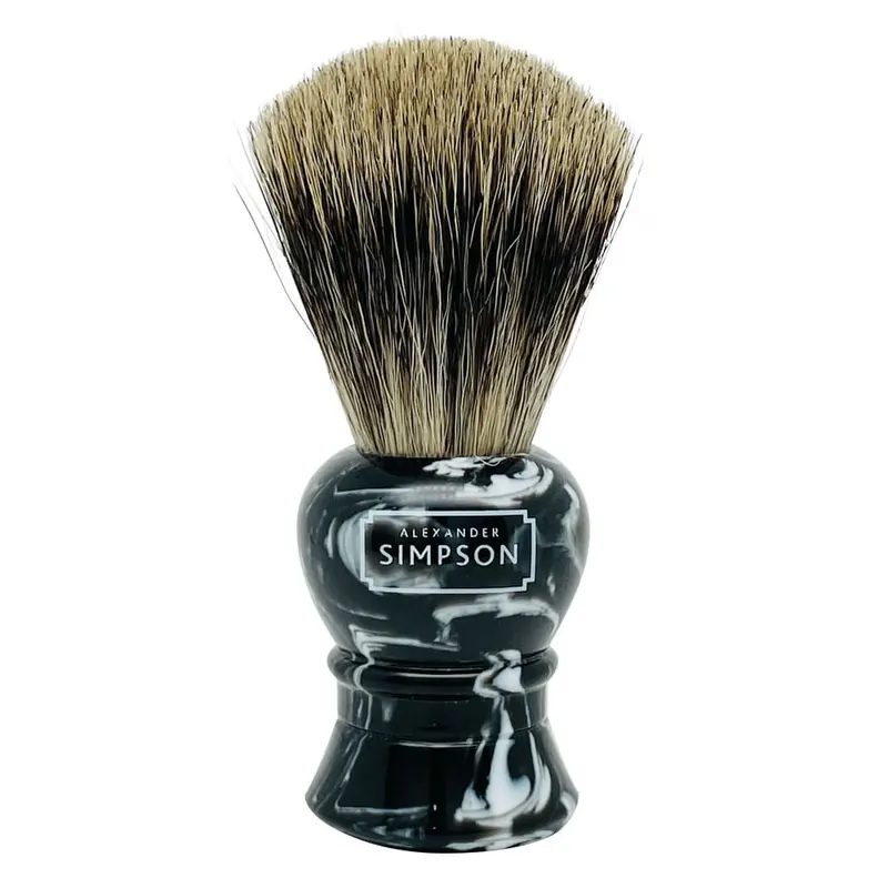Simpson pennello da barba pure badger da viaggio Islington Faux Ebony Marble S