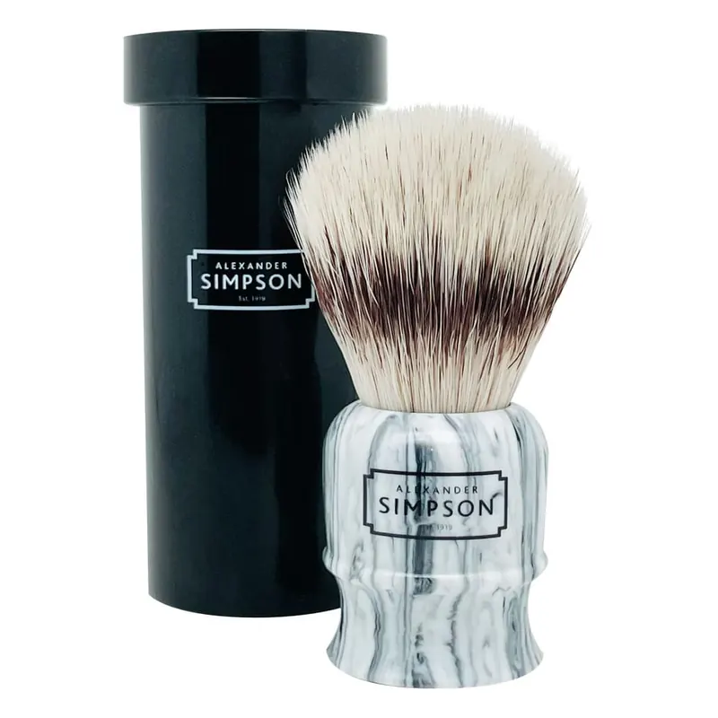 Simpson pennello da barba sintetico con tubo da viaggio Highbury Faux Grey Italian Marble S