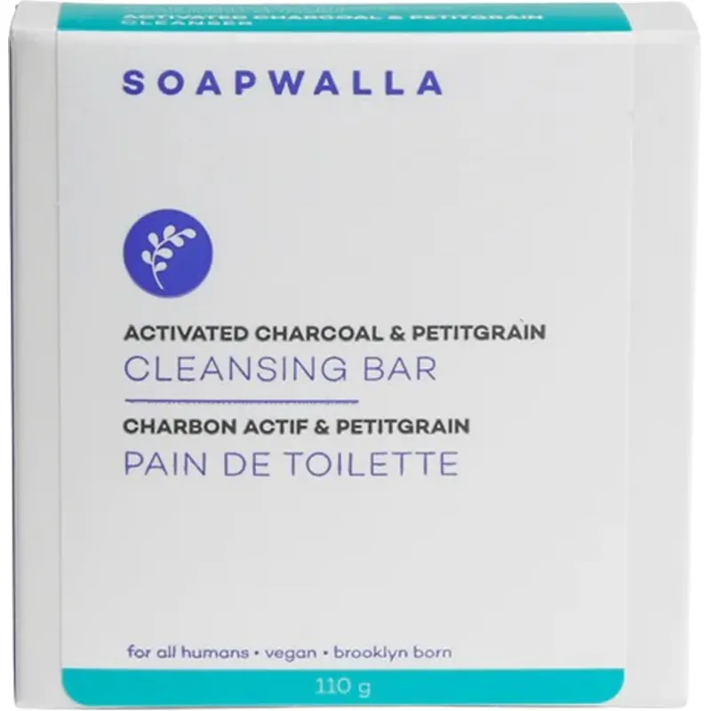 Soapwalla Activated Charcoal & Petitgrain Soap Bar, 110 g
