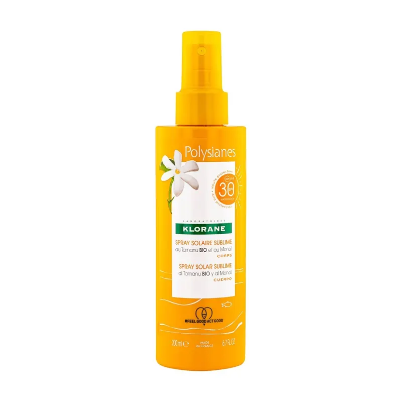 Spray Solare Sublime SPF 30 Corpo al Tamanu BIO e Monoi KLORANE | Pinalli