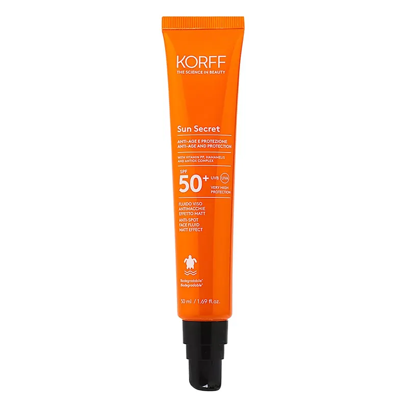Sun Secret Fluido Viso Antimacchie Effetto Matt SPF50+ KORFF | Pinalli