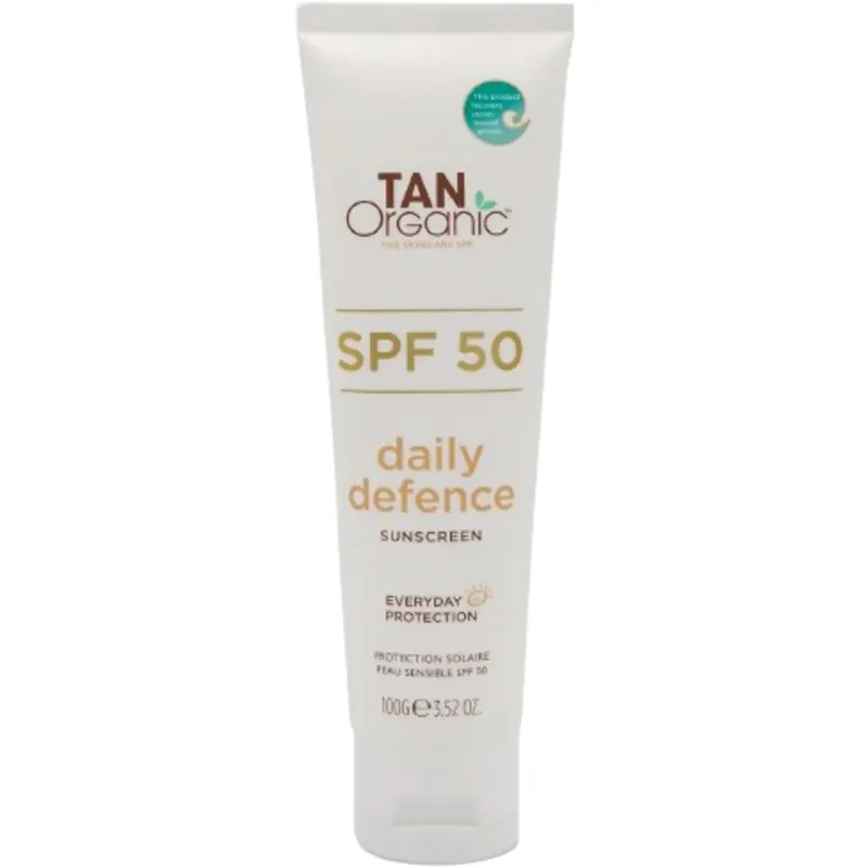 TAN Organic Sunscreen Daily Defence SPF 50, 100 g