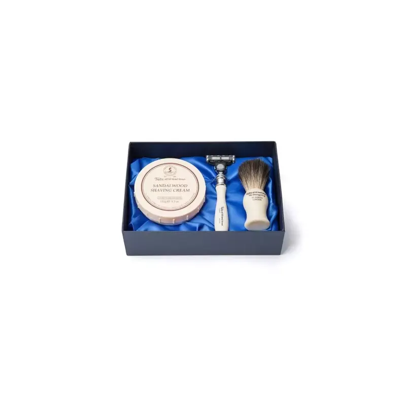 Taylor of Old Bond Street Victorian Sandalwood Shaving Cream, brush and razor Gi
