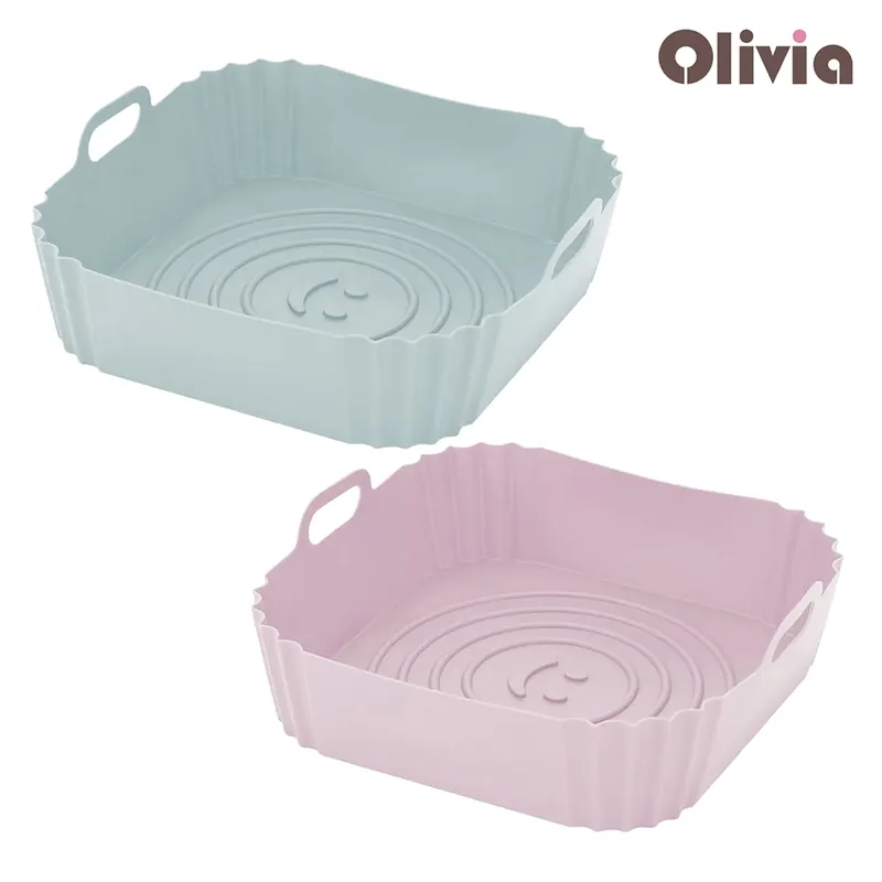 Teglia in silicone riutilizzabile per friggitrice ad aria 21,5×5,5cm 2 pezzi