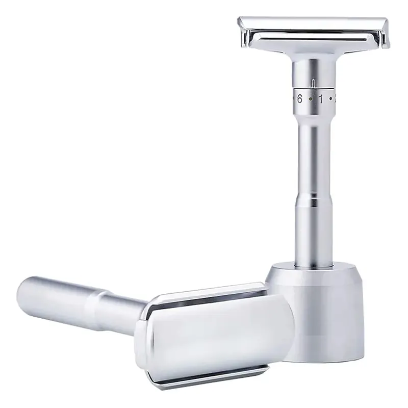 The Shave Factory rasoio di sicurezza ad altezza variabile con stand cromato opaco