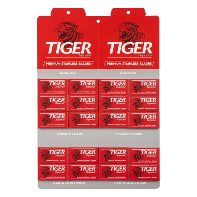 Tiger 100 lamette Superior acciaio inox – espositore appendibile HBDC