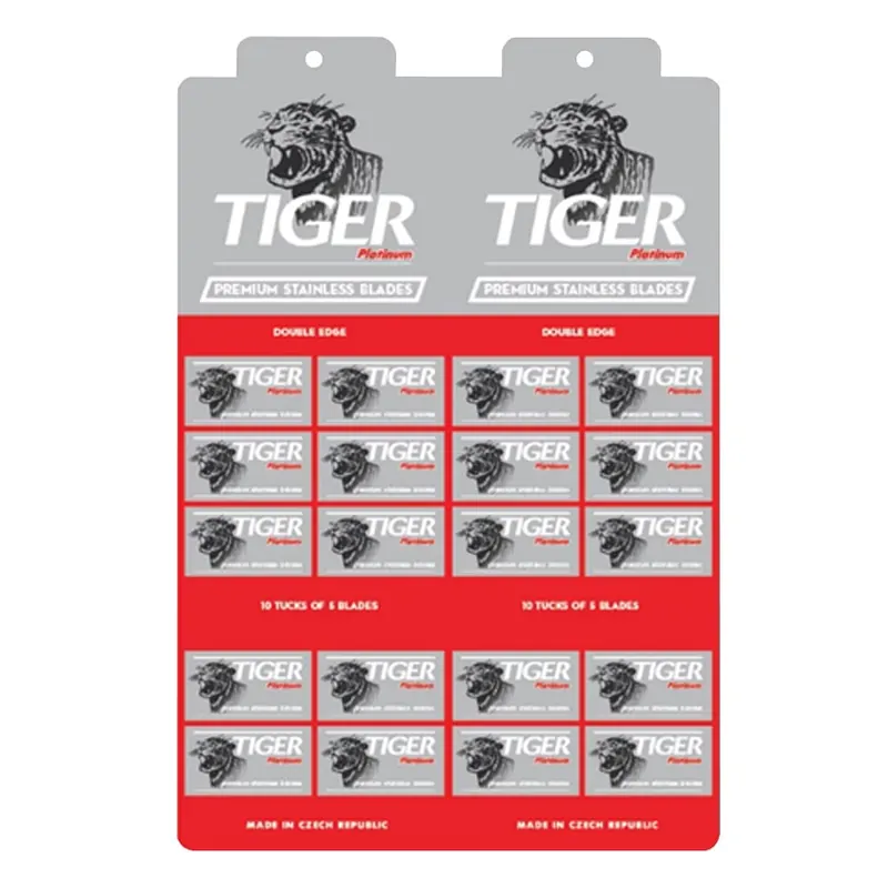 Tiger Platinum box 100 lamette da barba – espositore appendibile HBDC