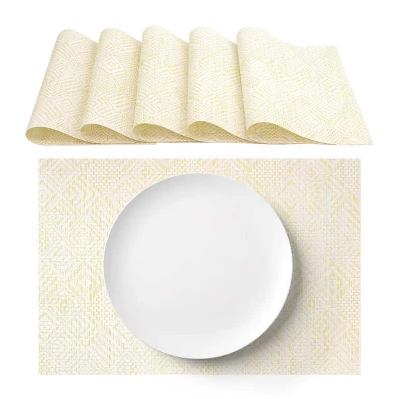 Tovagliette americane lavabili in PVC Giallo Pastello 30x45cm 6 pezzi