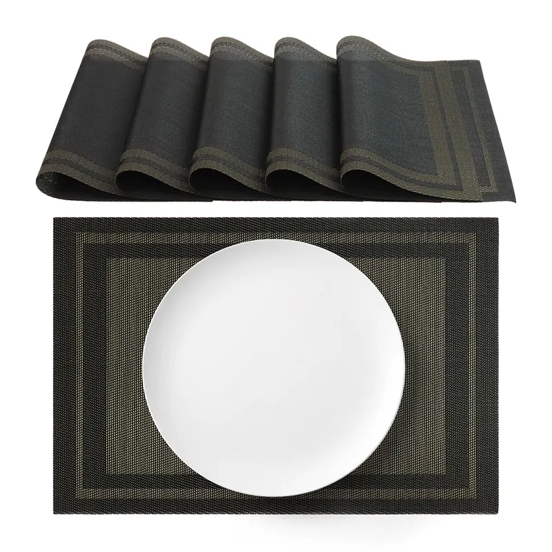 Tovagliette americane lavabili in PVC Nero Grafite 30x45cm 6 pezzi