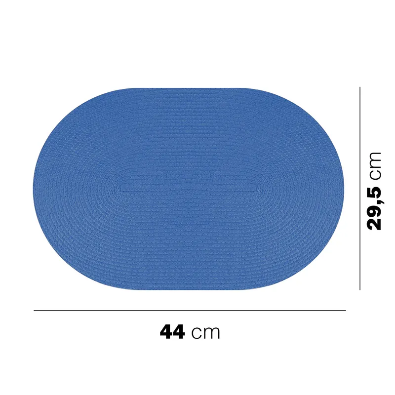 Tovagliette ovali intrecciate 44×29,5cm in PP Azzurro 6 pezzi