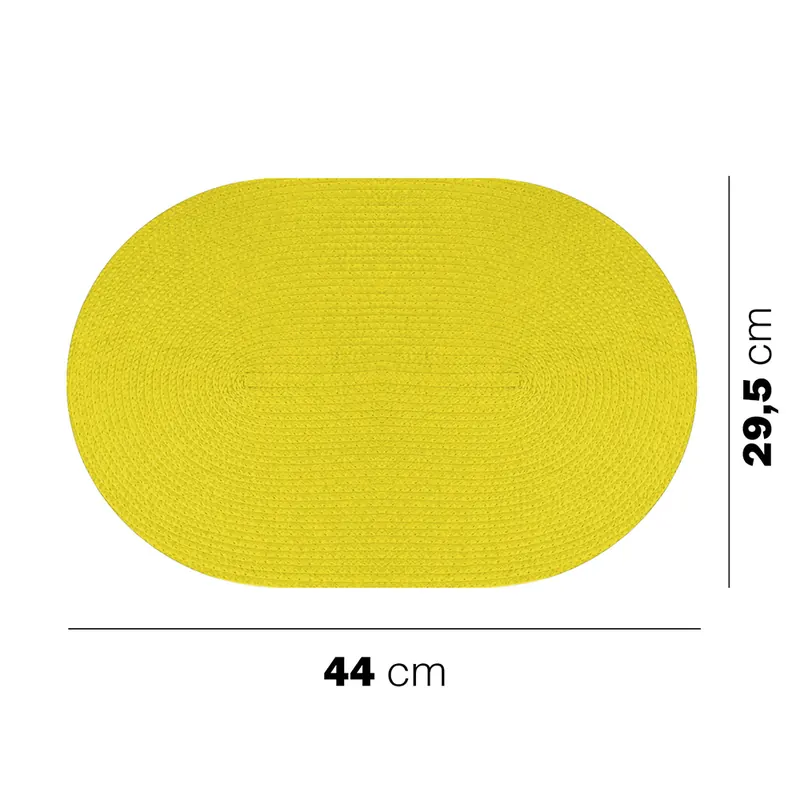 Tovagliette ovali intrecciate 44×29,5cm in PP Giallo Sole 6 pezzi