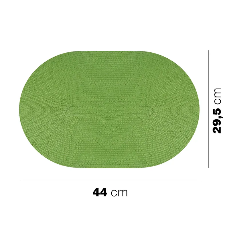 Tovagliette ovali intrecciate 44×29,5cm in PP Verde 6 pezzi