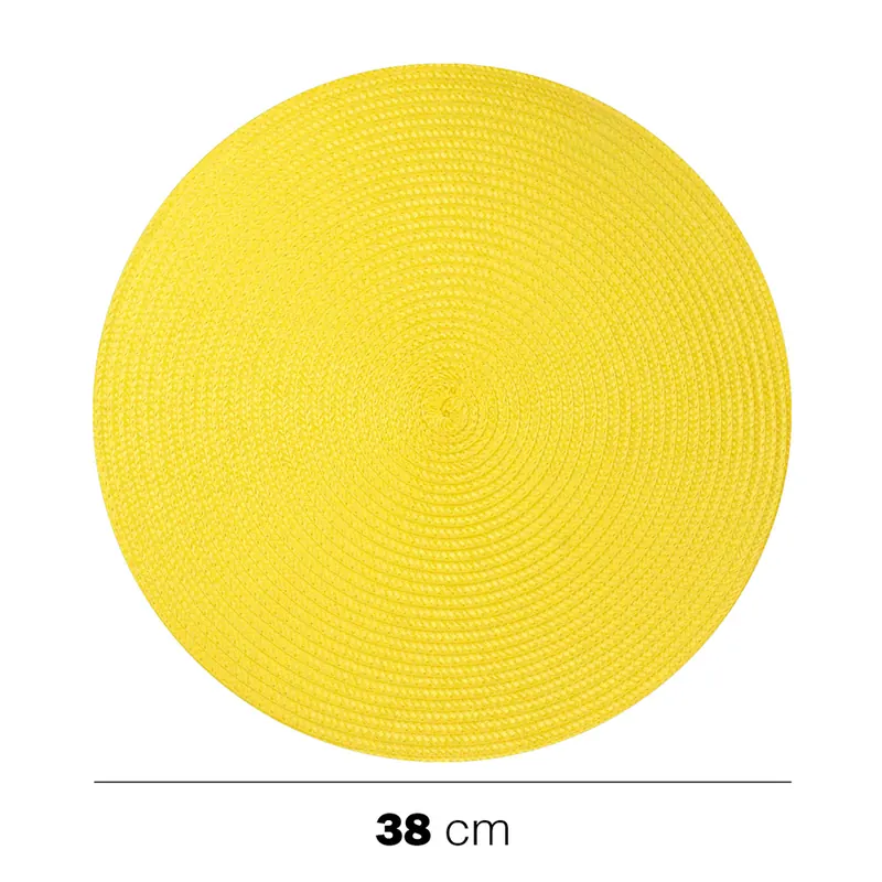 Tovagliette rotonde intrecciate 38cm in PP Giallo Sole 6 pezzi