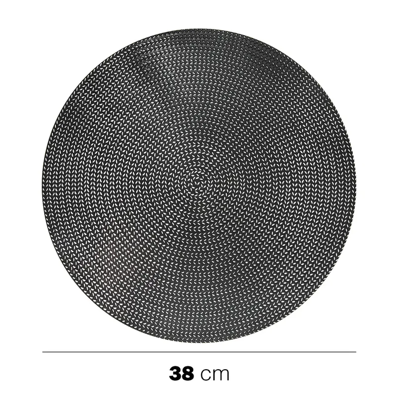 Tovagliette rotonde intrecciate 38cm in PP Nero 6 pezzi