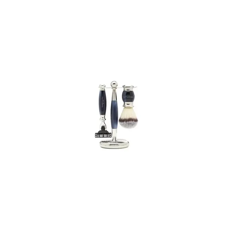 Truefitt & Hill Edwardian Set Blue Syntetic Shaving Brush, Razor Gillette® Fusio