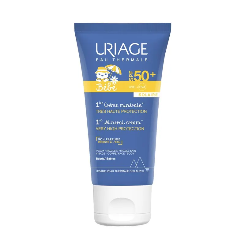 URIAGE BEBE 1a Crema solare Minerale viso SPF50+, pelle sensibile di neonati, bambini
