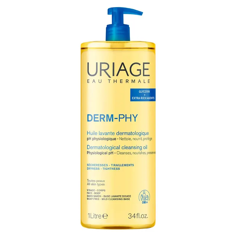 URIAGE DERM-PHY Olio Lavante Dermatologico bagno e doccia, pelle secca e sensibile