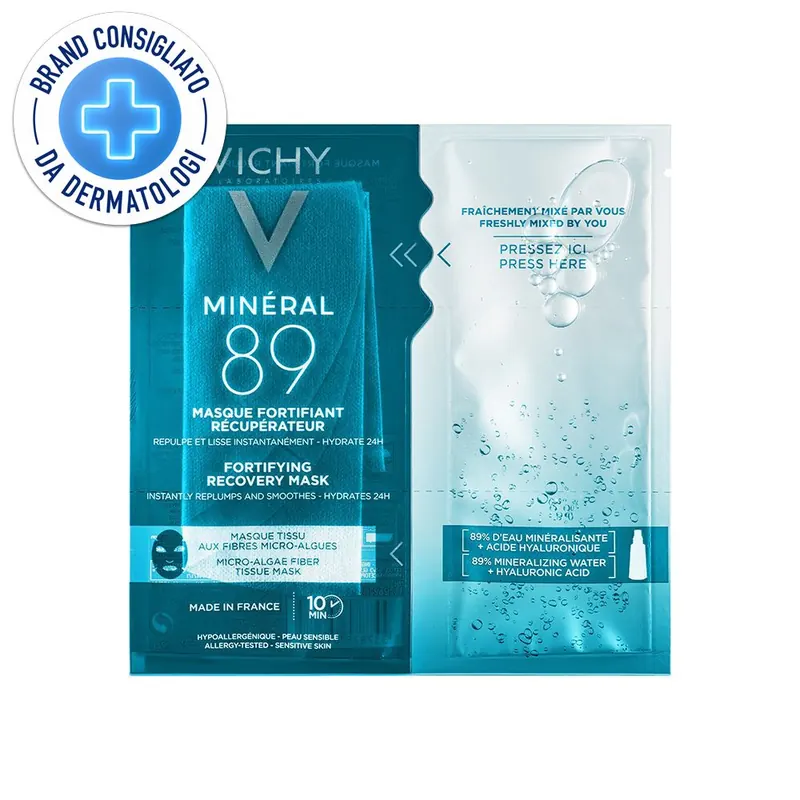 Vichy Maschera Viso Fortificante Riparatrice Minéral 89 con Acido Ialuronico 29gr