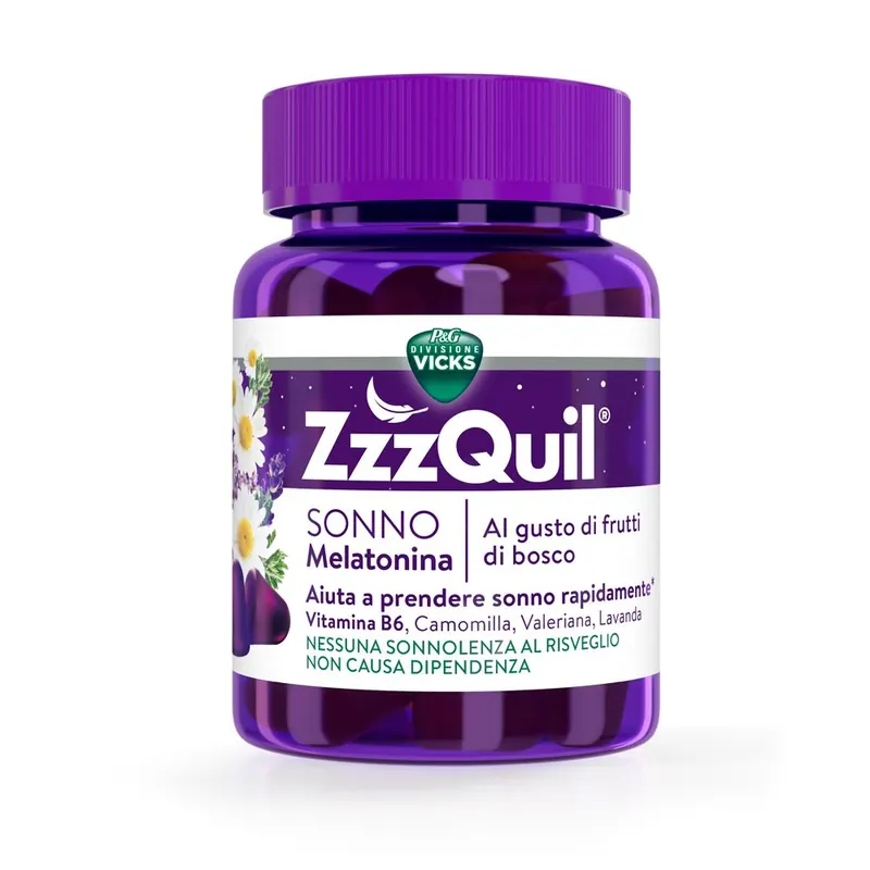 ZzzQuil Sonno Melatonina Pastiglie 30 Gommose Frutti di Bosco